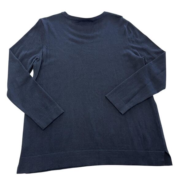 J. Jill Sweater Womens Small Petite Navy Blue Crewneck Pullover Knit Side‎ Slit - Picture 2 of 7